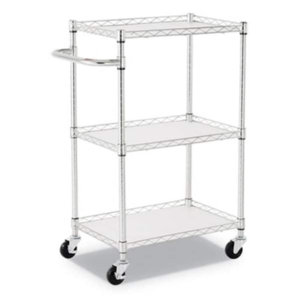 Alera Alera SW322416SR 16 x 25 x 39 in. 3 Shelf Wire Cart with Liners; Silver SW322416SR - main